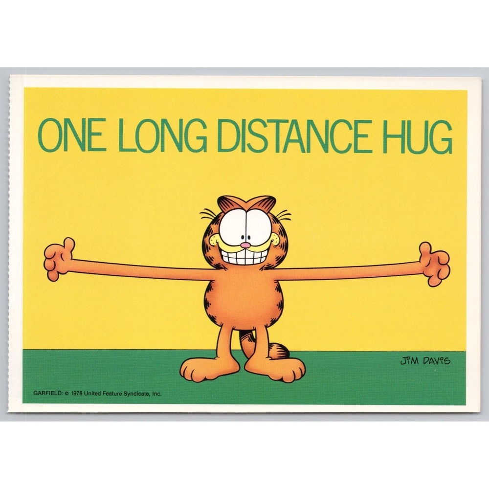Vintage‎ Garfield the Cat Postcard - Jim Davis 1978 - "Long Distance Hug" B1